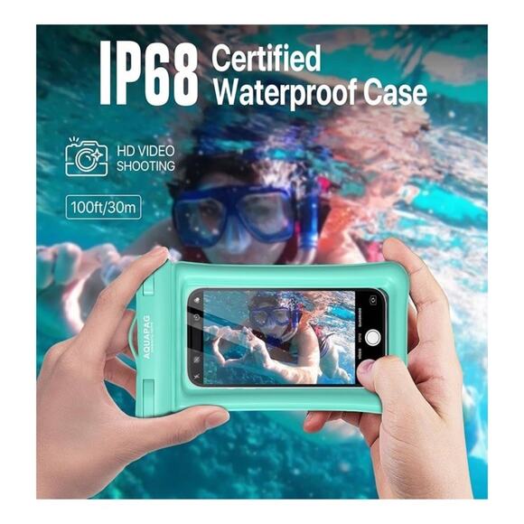 🔥NEPHI IP68 Waterproof Phone Pouch 2 Pack-Up to Aqua Green2 Pack BNWT🔥 - Picture 6 of 8